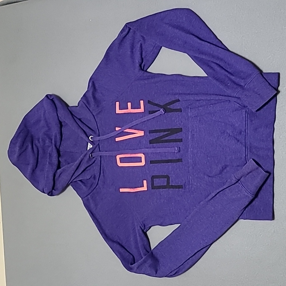 PINK Victoria's Secret‎ Purple Love Pink Lightweight Pullover Hoodie - Size XS
